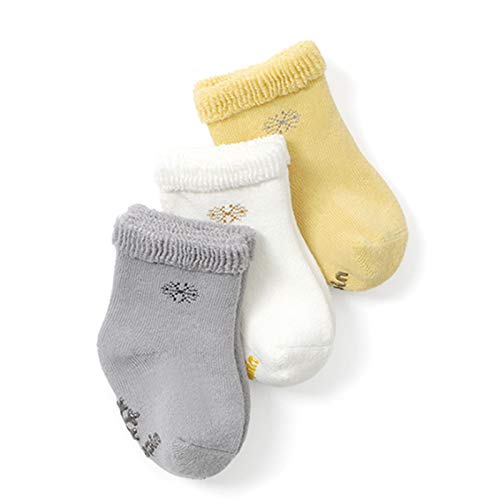 LUO Calcetines Calcetines térmicos Antideslizantes para niños, Calcetines Gruesos y de Terciopelo, Novato recién Nacido, Antideslizantes y Anti-Gota, adecuados para 0-3 años, 3 Pares