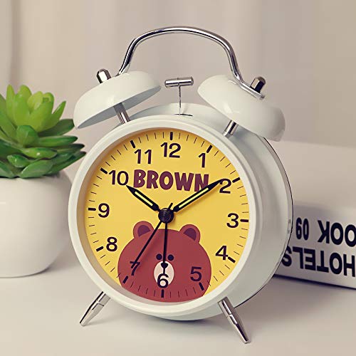 Luxuryclock Simple Lindo Metal Despertador Creativo Noche Silenciosa Luz De Dibujos Animados De Moda Dormitorio Digital Estudiante De Cabecera Reloj Despertador, Oso Pardo