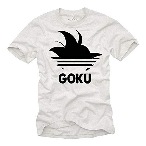 MAKAYA Camiseta Goku para Hombre - Pelo Dragon Hair Roshi Son Master Ball Blanco L