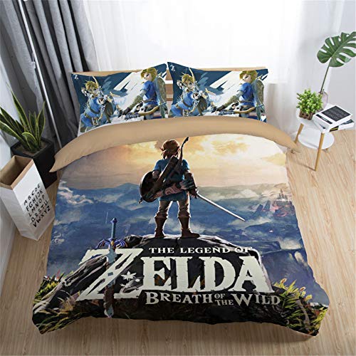 Maoer Juego de Cama 3D Zelda Fighter Switch Juego de Cama Popular para niños King Queen Full Twin Bed Size Bedding (saierda,220x240cm)