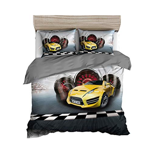 MeeT Juego De Cama Carreras De Fórmula Funda Nórdica Y Funda De Almohada 80% Microfibra + 20% Algodón con Cremallera Oculta (Racing 01,(150x200cm)-Cama de 90)