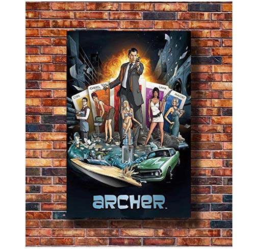 MGSHN Película Archer TV Show Fx Adult Swim Art Poster Wall Art HD Impresión en Lienzo Obra de Arte Regalo -50x75cm Sin Marco