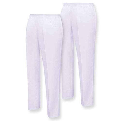 MISEMIYA - Pack*2 - PANTALÓN Sanitarios Unisex Cintura ELÁSTICA UNIFORMEES Sanitarios Uniformes MEDICOS UNFIROMES Laboratorios - Ref.8312 * 2 - L, Blanco