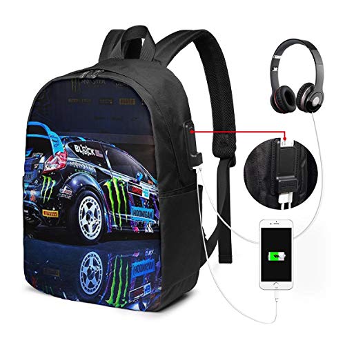 Mochila Portatil 17 Pulgadas Mochila Hombre Mujer con Puerto USB, Coche de Rally Mochila para El Laptop para Ordenador del Trabajo Viaje