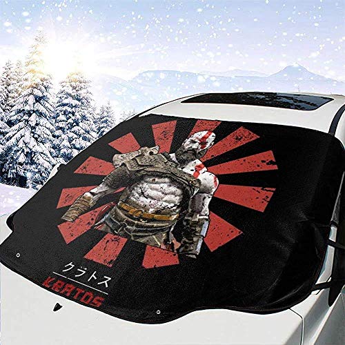 MOLLUDY Protector para Parabrisas God of War Kratos Retro Japonés Protector para Parabrisas con imán Cubierta de Parabrisas Coche Protege de Rayos Antihielo y Nieve