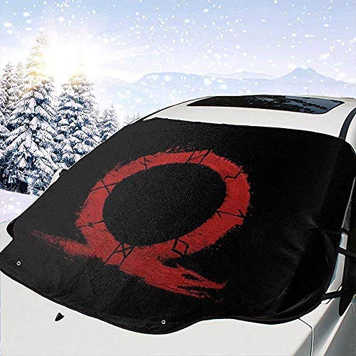 MOLLUDY Protector para Parabrisas Símbolo Omega de God of War Protector para Parabrisas con imán Cubierta de Parabrisas Coche Protege de Rayos Antihielo y Nieve