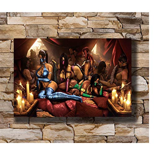 Mortal Kombat X Fighting Game Wall Poster Art LW Impresión en lienzo Decoración-50x70cm Sin marco