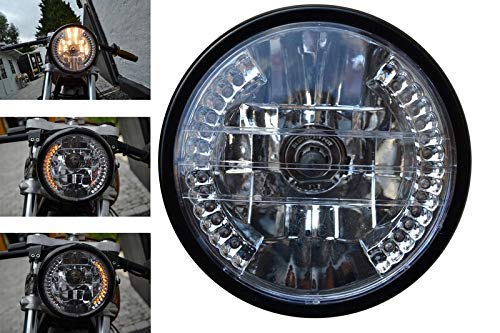 Motociclismo Negro LED Faro Integrado Indicadores LED Diámetro 7inch 12V 35W Proyecto Personalizado Café Corredor Streetfighter Street Scrambler