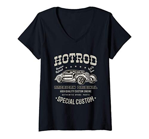 Mujer Vintage Hotrod - American Original - Regalo de restauración Camiseta Cuello V