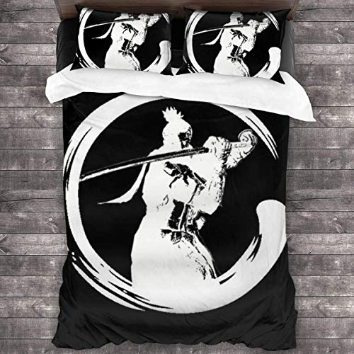 N \ A Sekiro Shadows Die Twice Shinobi Enso Light - Juego de ropa de cama de 3 piezas con funda de edredón de 2016 x 180 cm, juego de cama decorativo de 3 piezas con 2 fundas de almohada