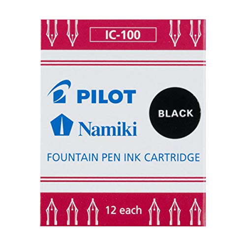 Namiki IC100 69100- Cartuchos de tinta de recambio para pluma estilográfica Negro, Pack of 12