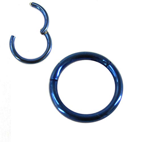 NewkeepsR 20G 7mm Azul Oscuro 316L Anillo de aro de Nariz de Acero Stud Pendientes Durmientes Bisagra Clicker Sin Costura Segmento Hélice Daith Cartílago Perforación de Labios