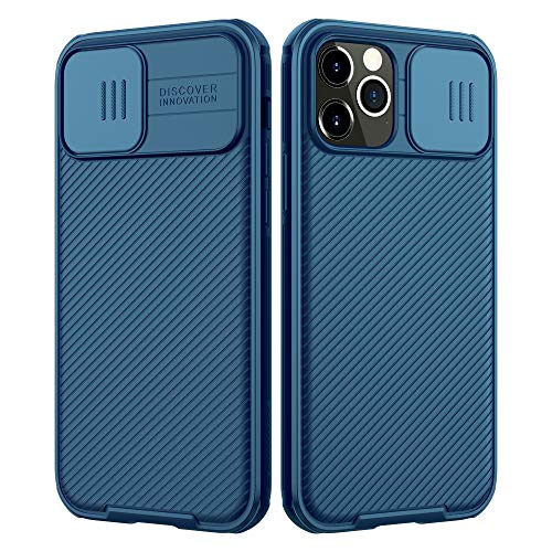 NILLKIN Funda Compatible con iPhone 12/iPhone 12 Pro,[Protección de la cámara] Estuche híbrido Parachoques Premium no voluminoso Delgado Funda rígida para PC Compatible con iPhone 12 Pro 6.1''-Azul