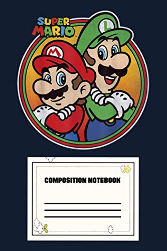 Nintendo Super Mario & Luigi Brothers Circle Graphic KR Notebook: 120 Wide Lined Pages - 6" x 9" - College Ruled Journal Book, Planner, Diary for Women, Men, Teens, and Children