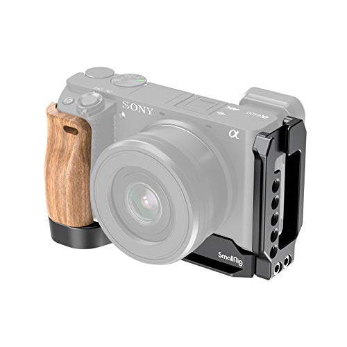 (Nueva Versión) SMALLRIG L Bracket L Plate con Wooden Grip para Sony A6400, A6300, A6100 - APL2331