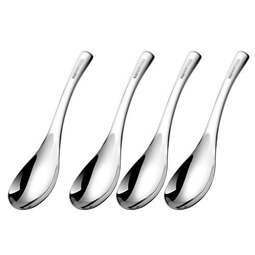 NYKK Cucharas de Mesa 4 Piezas de Acero Inoxidable 304 Cuchara, Espesado Corto Mango de una Cuchara for Uso doméstico, Utiliza en Las cocinas, restaurantes, hoteles Cucharas de Sopa (tamaño : XL)