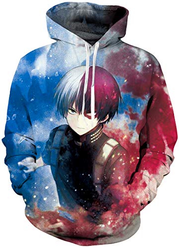 PANOZON Sudaderas Hombres Anime con Capucha Sweater Figura Bakugo Camiseta de Anime Mangas Largas (M, Todoroki Shouto 03-1)