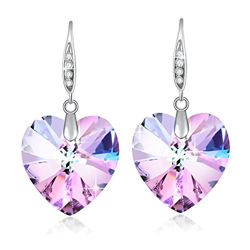 Pendientes de Corazón Swarovski Pendientes Joyería de Moda Para Mujer Chica Morado