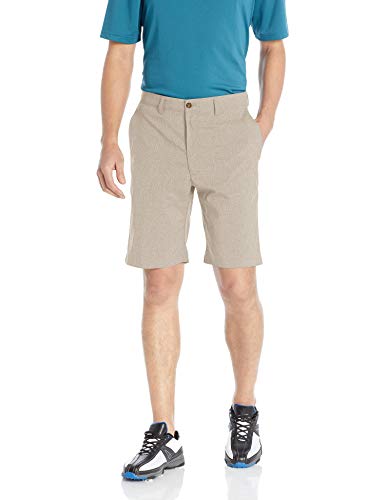 PGA Flat Front Hybrid Short Pantalones de Golf, Caqui Heather, 40 para Hombre