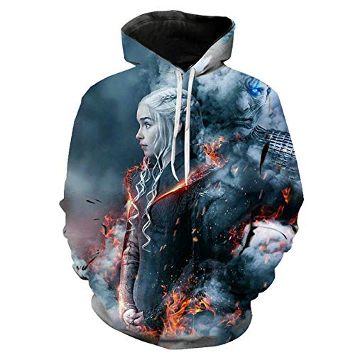 PLMNK-Game of Thrones-Pull-Over De Dibujos Animados En 3D, Suéter De Bolsillo De Manga Larga, Sudadera con Capucha Unisex, Sudadera Informal Transpirable, Ropa para Niños Hoodie-S