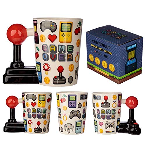 Puckator FRUTITOSCOM - Taza - Game Over con asa en Forma de Joystick y Dibujo Pixel