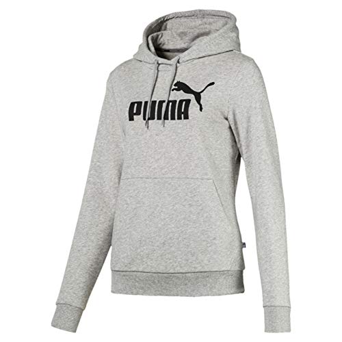 PUMA ESS Logo Hoody TR Sweatshirt, Mujer, Light Gray Heather, M