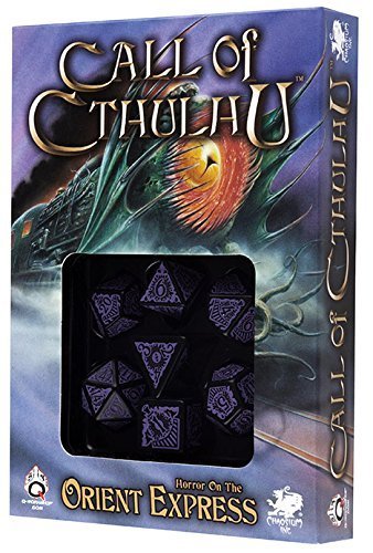 Q-workshop Call of Cthulhu Horror on The Orient Express Black-Purple Dice Set (7) by