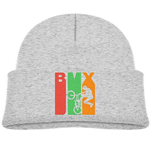 Qefgjbw Sombreros de punto gris para niño, estilo retro de los años 70, silueta BMX de moda, cálido calavera sombrero