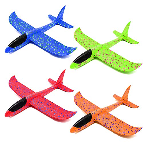 Queta Planos de Espuma, 4pcs Planeadores de Lanzamiento Juguetes de Glider Aviones, Modelo de Avion Lanzamiento de Mano Favores de Fiestas, Deportes al Aire Libre