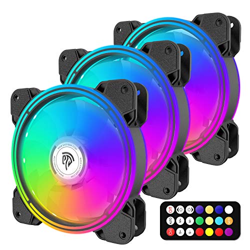 REDSTORM Ventilador para Ordenador 120 mm 3 * 120 mm LED RGB,Controlador y Mando a Distancia, diseño de Ventilador silencioso Reforzado Regalo para Novio y Esposo