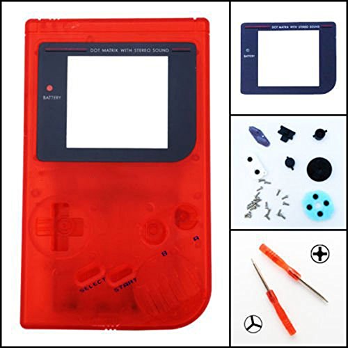 Replacement Full Housing Shell Case Cover for Nintendo Gameboy Classic 1989 GB DMG consola reparación parte – Clear Red