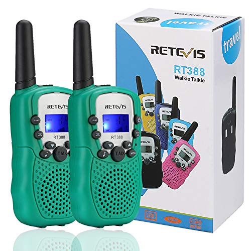 Retevis RT388 Walkie Talkie para Niños, Walkie Talkie Niños, 8 Canales PMR446 Linterna VOX, Regalos de Juguetes para Niños, para Cámping, Gardín u Otras Actividades al Aire Libre (2 Piezas, Verde)