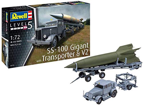 Revell GmbH Revell 03310 3310 1:72 SS-100 Gigant, Transporter & V2 - Kit de Modelos de plástico para misiles, Multicolor, 1/72