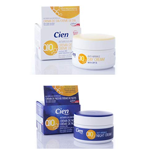 :Set de 2 Cremas Cien Q10 Antiarrugas Noche y Día con Vitamina E - 50 ml