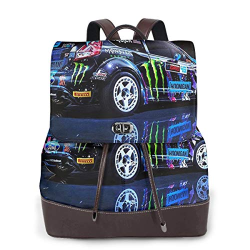 SGSKJ Mochila de Cuero Mujer Bolso Coche de rally Estudiante Casual Bolsa La Universidad Bolsa de Viaje de Cuero Mochila Mujer