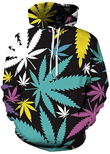 SMYUI 3D Hoodies Sudaderas con Capucha Unisex Divertida Guitarra eléctrica Cannabis Leaf Pattern Sudadera con capucha de manga larga Béisbol Unisex-QYXH104 Grande Guitarra eléctrica Cannabis Leaf Patt