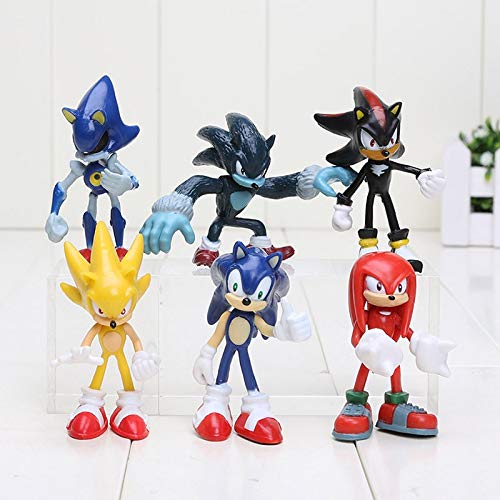 Sonic el erizo 6pcs/set Sonic Figures Juguete Sonic The Hedgehog Shadow Knuckles Tails Amy Super Sonic Pvc Figura De Acción Modelo Muñecas Niños Juguetes