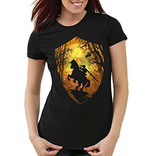 style3 Ride Through Hyrule Camiseta para Mujer T-Shirt, Color:Negro, Talla:S