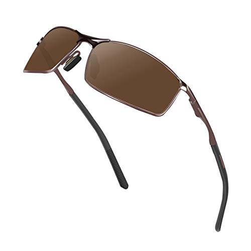 Sunmeet Gafas de Sol Hombre Polarizadas Deportes 100% Protección UV Gafas de sol para Hombre Conducción S1008(Marrón)