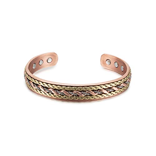 Sunwd Cuentas Pulsera Energy Magnetic Bracelet Copper Twisted Wide Bracelet For Women Adjustable Open Cuff Copper Bracelets & Bangles Men Copper