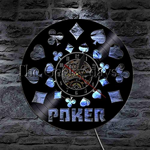 Tarjeta de póquer King Rummy con luz LED iluminada para jugar a las tarjetas Holdem Omaha de vinilo LP reloj para amantes del póquer regalo con luz nocturna LED