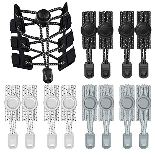 Th-some 12 PCS (6 Pares) Cordones Elásticos para Zapatillas Cordones de Zapatos Reflectante para Niños y Adultos, Zapatos Deportivos, Zapatos de Mesa, Botas de Senderismo, Zapatos Casuales JAANY