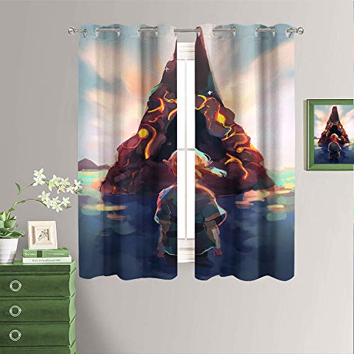 The Legend of Zelda: Breath of the Wild - Cortinas decorativas para dormitorio o sala de estar, con ojales clásicos, tamaño total de 55 x 39 pulgadas