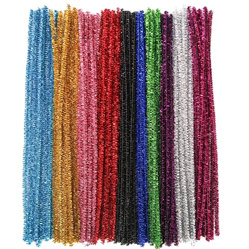 TOAOB 100 Unidades de Brillos Limpiadores de Pipas Alambre de Chenilla Multicolor Felpa de 30 cm de Largo y 6 mm de Ancho para Manualidades y Decoración