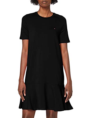 Tommy Hilfiger Tiffany Relaxed C-nk Dress SS vestido, Negro (Black Bds), 40 (Talla del fabricante: Large) para Mujer