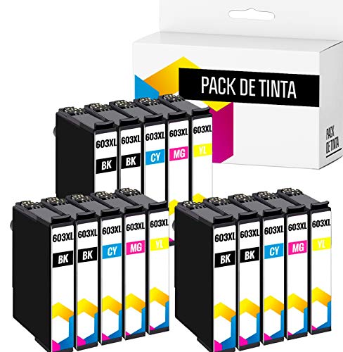 TONERPACK 15 Cartuchos de Tinta para Epson 603XL, Reemplazos Compatibles 603 XL para Epson Expression Home XP-3100 XP-4100 XP-2100 XP-2105 XP-3105 XP-4105 Workforce WF-2810 WF-2830 WF-2835 (Pack 15)