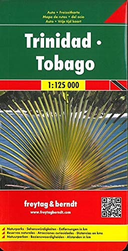 Trinidad y Tobago, mapa de carreteras. Escala 1:125.000. Freytag & Berndt.: Naturparks, Sehenswürdigkeiten, Entfernungen in km: 143 (Auto karte)