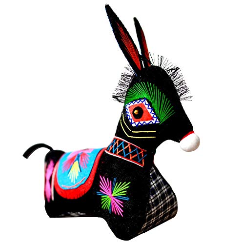 TWDYC Bordados a Mano muñeca Burro artesanías Regalos Decoración Estilo étnico Chino, Negro