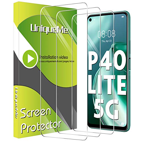 UniqueMe [3 Pack] Protector de Pantalla para Huawei P40 Lite 5G, Vidrio Templado [9H Dureza] HD Film Cristal Templado