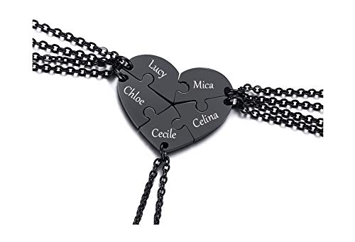 VNOX 2/3/4/5/6 Pcs Personalizar Amistad Personalizada/Amor Familia Rompecabezas Pareja Collares Pendientes/Llaveros/Pulseras para Lover Friend BFF,Joyas de Acero Inoxidable,Grabado Gratuito